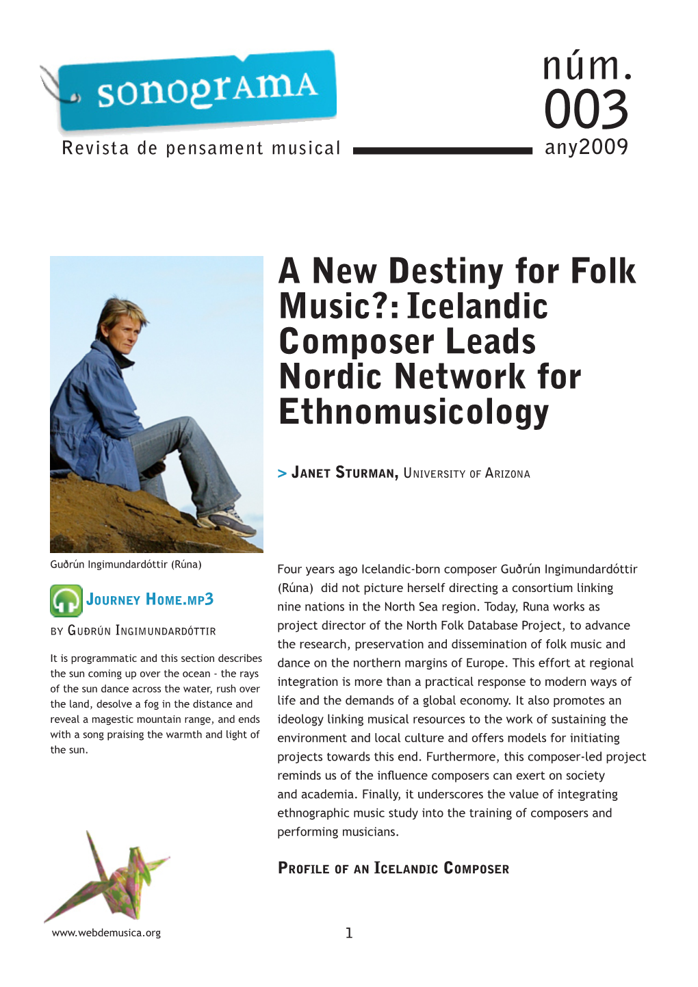 A New Destiny for Folk Music?: Icelandic Composer Leads Nordic Network for Ethnomusicology