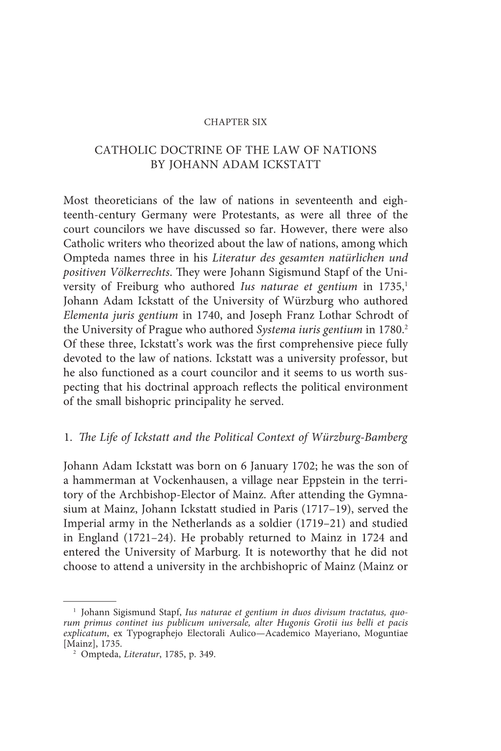 Catholic Doctrine of the Law of Nations by Johann Adam Ickstatt