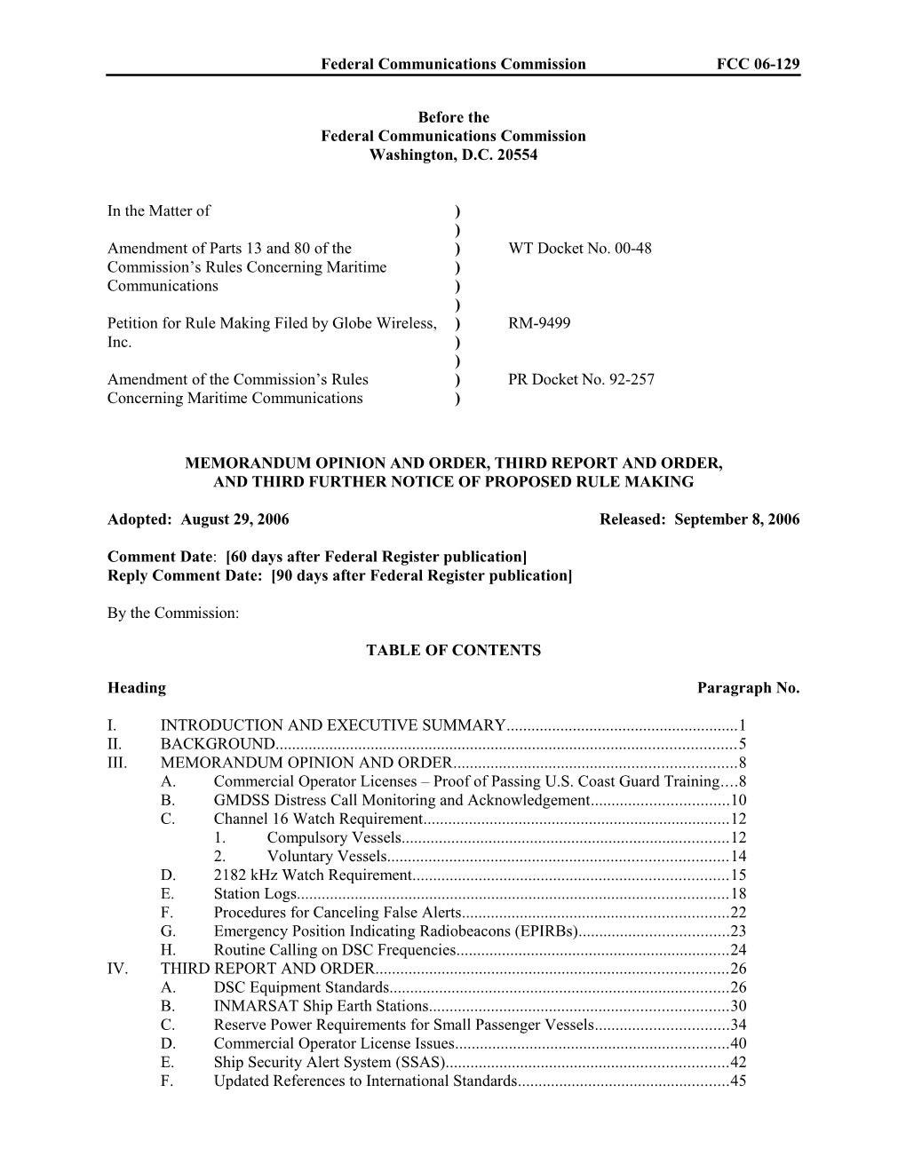 Federal Communications Commission FCC 06-129