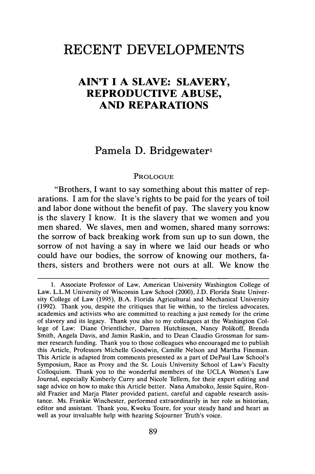 Slavery Reproductive Abuse, and Reparations