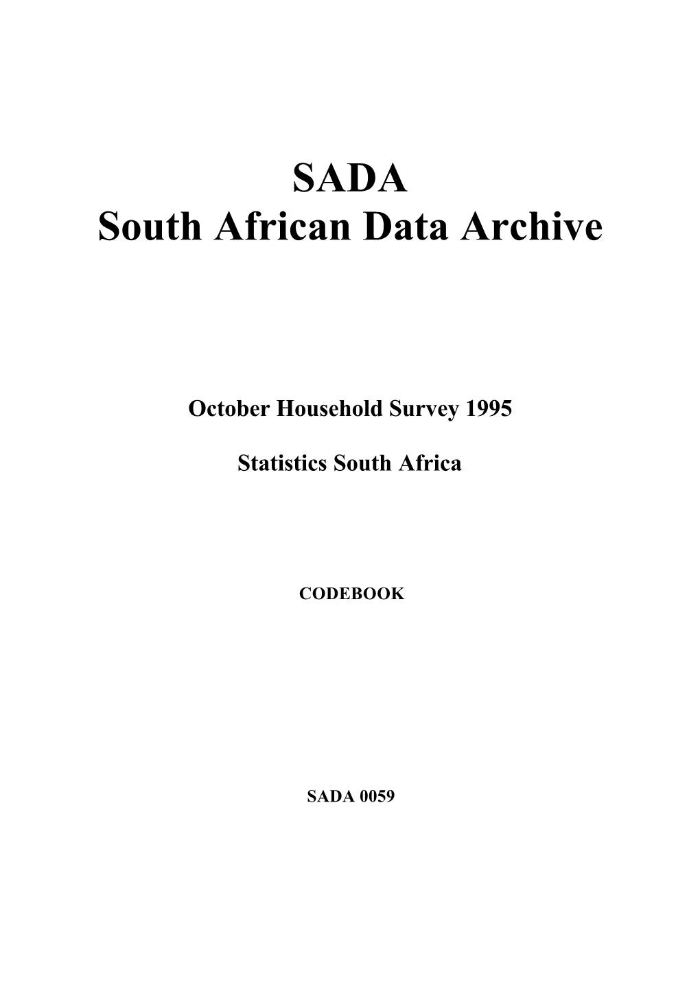 SADA South African Data Archive