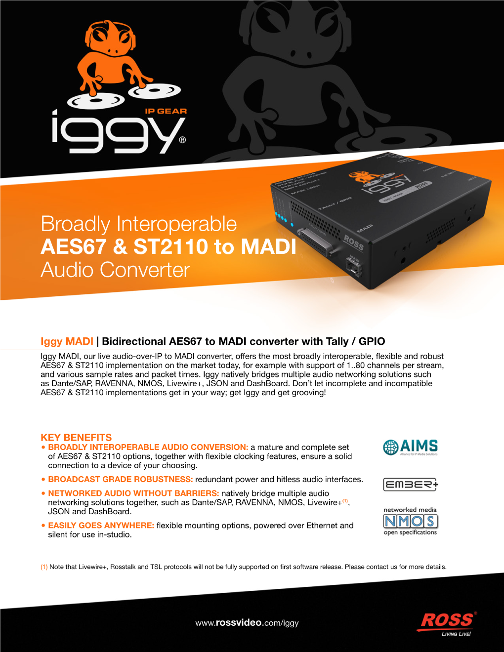 Broadly Interoperable AES67 & ST2110 to MADI Audio Converter