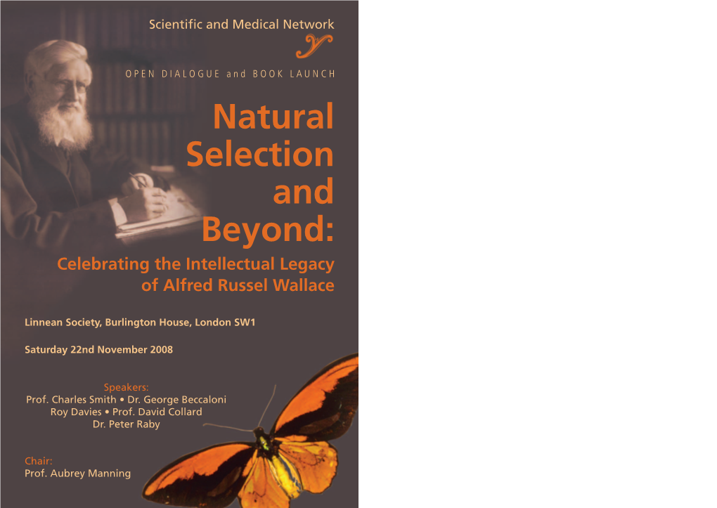 Natural Selection and Beyond: Celebrating the Intellectual Legacy of Alfred Russel Wallace