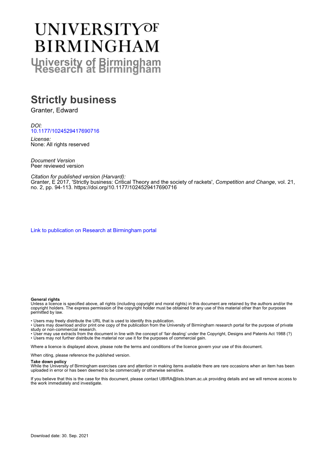 University of Birmingham Strictly Business