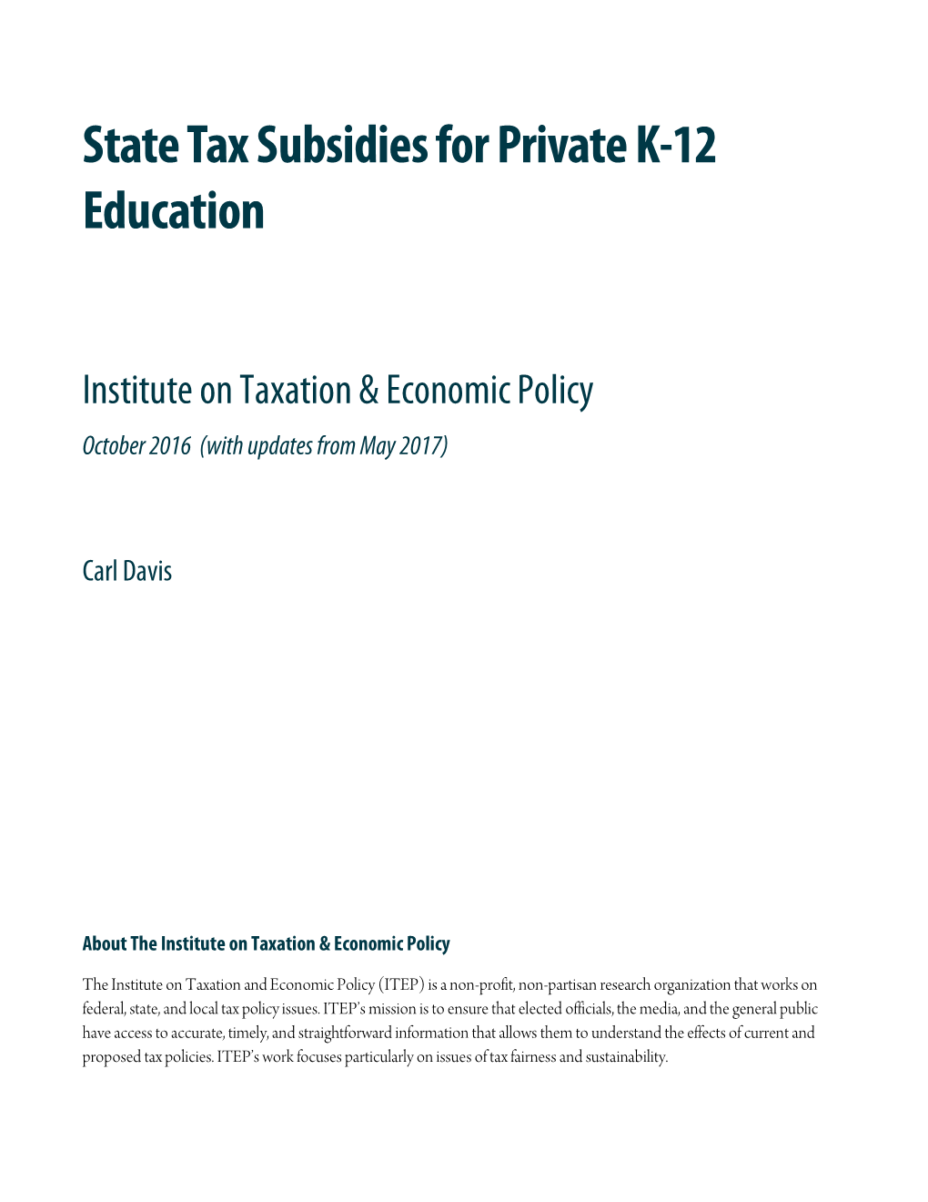 State Tax Subsidies for Private K-12 Education