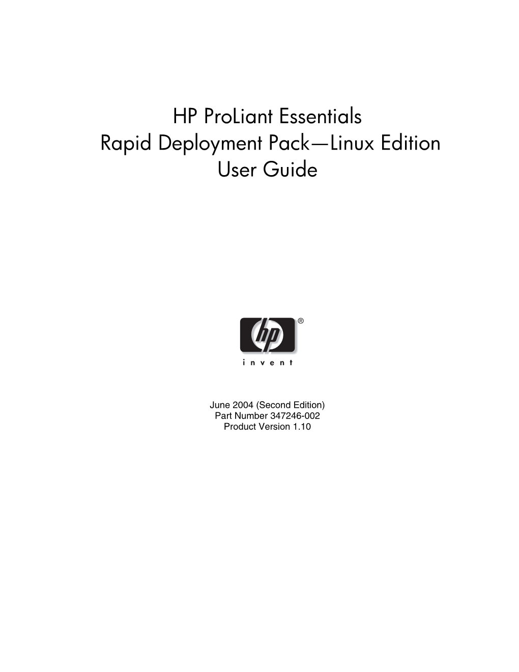 HP Proliant Essentials Rapid Deployment Pack—Linux Edition User Guide