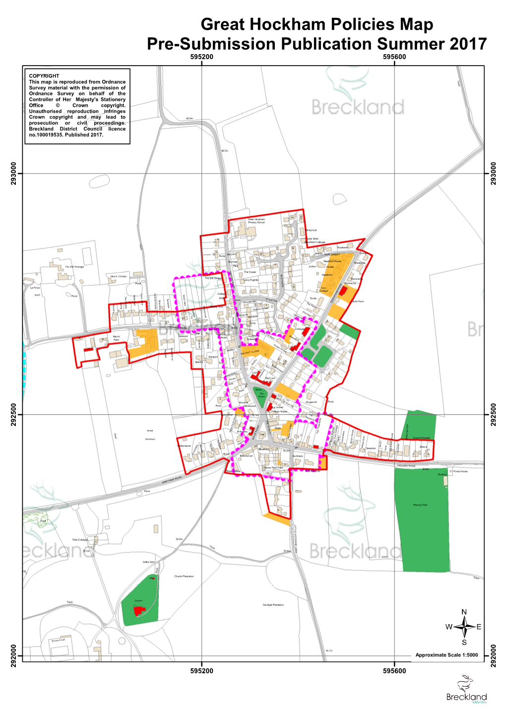 Great Hockham Policies Map Pre-Submission Publication Summer 2017 595200 595600