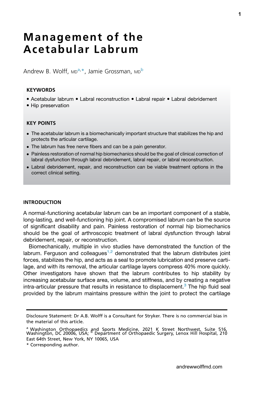 Management of the Acetabular Labrum