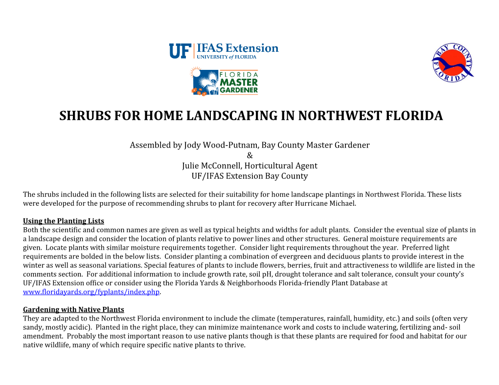 Shrubs for Home Landscaping in Northwest Florida