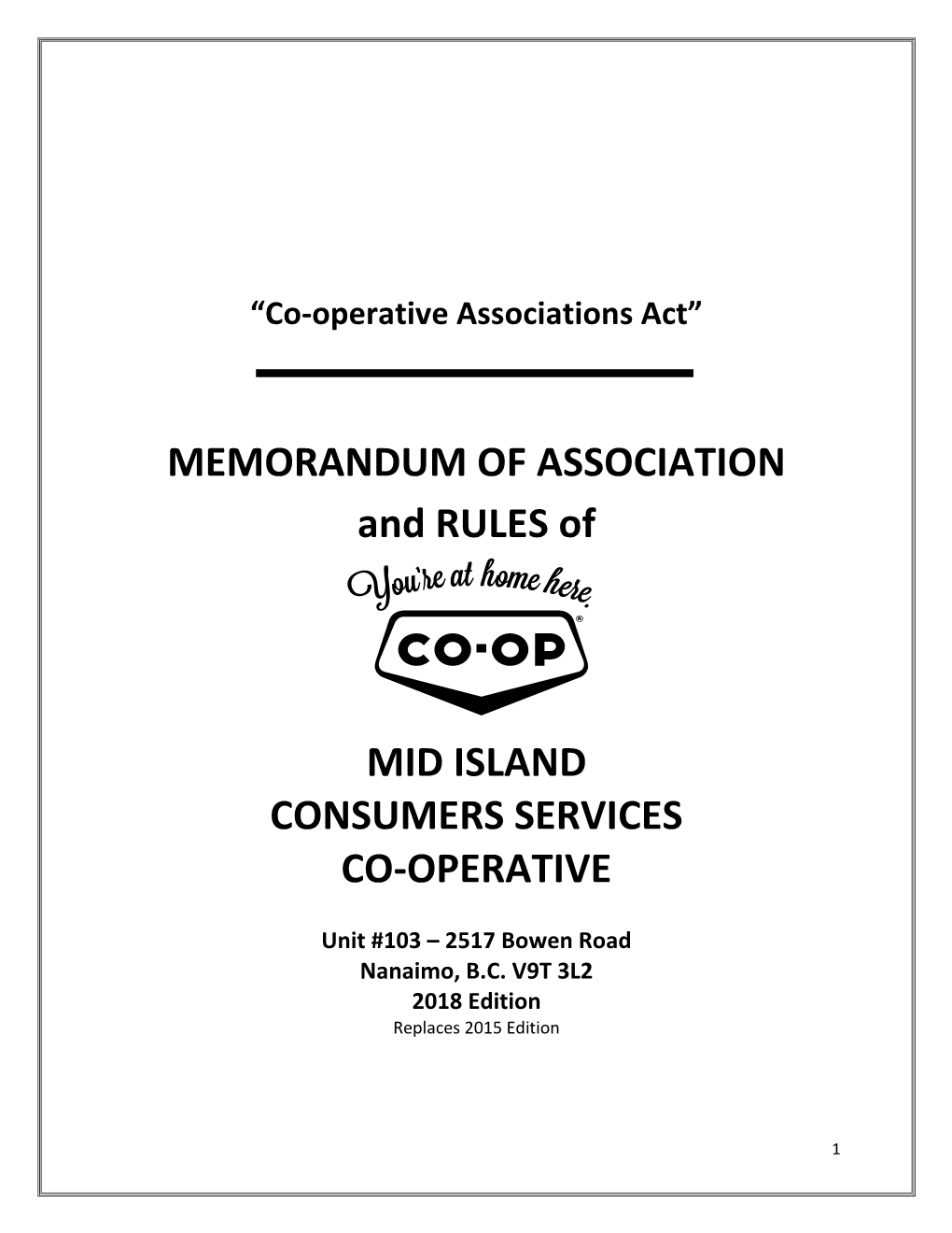 Rules of Association Mid Island Co-Op