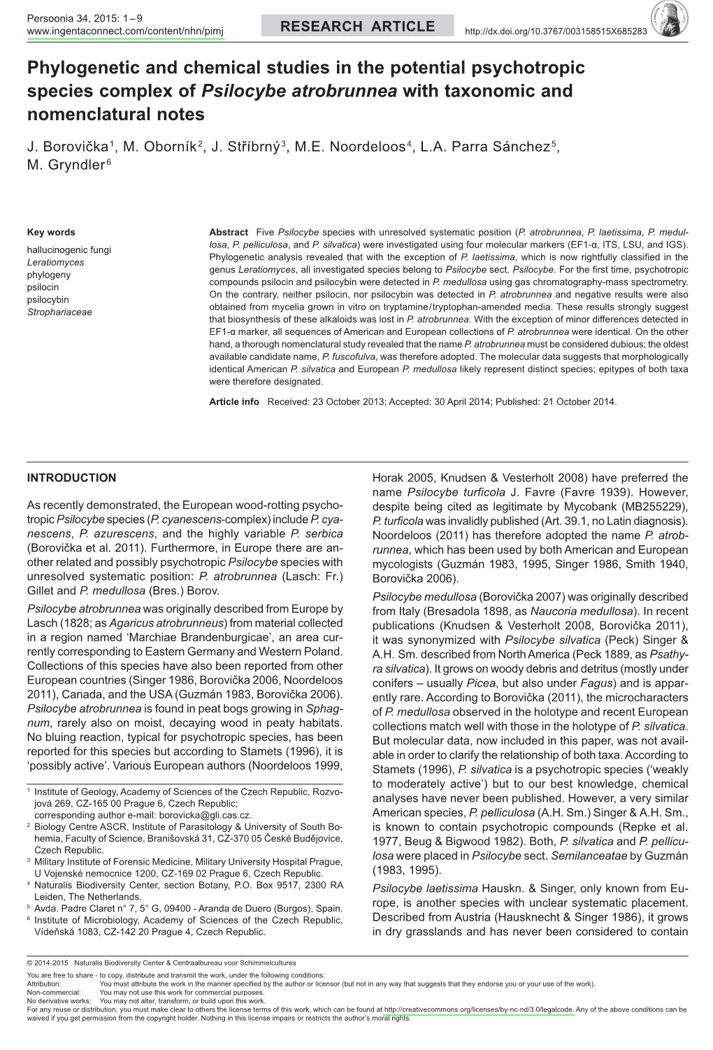 &lt;I&gt;Psilocybe Atrobrunnea&lt;/I&gt;