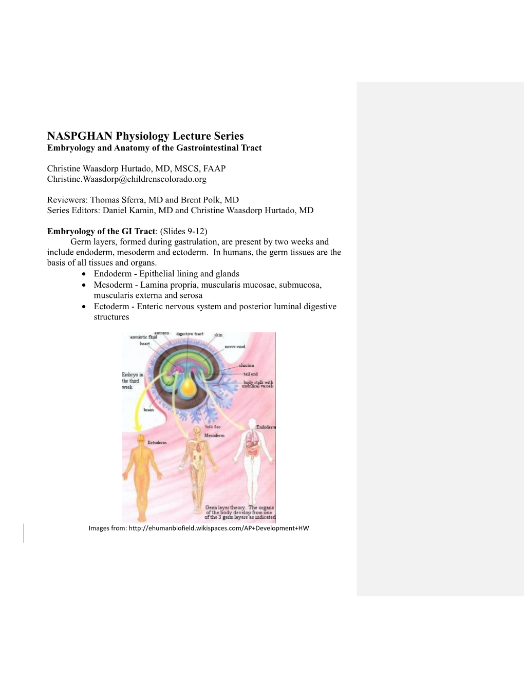 Embryology and Anatomy of the Gastrointestinal Tract