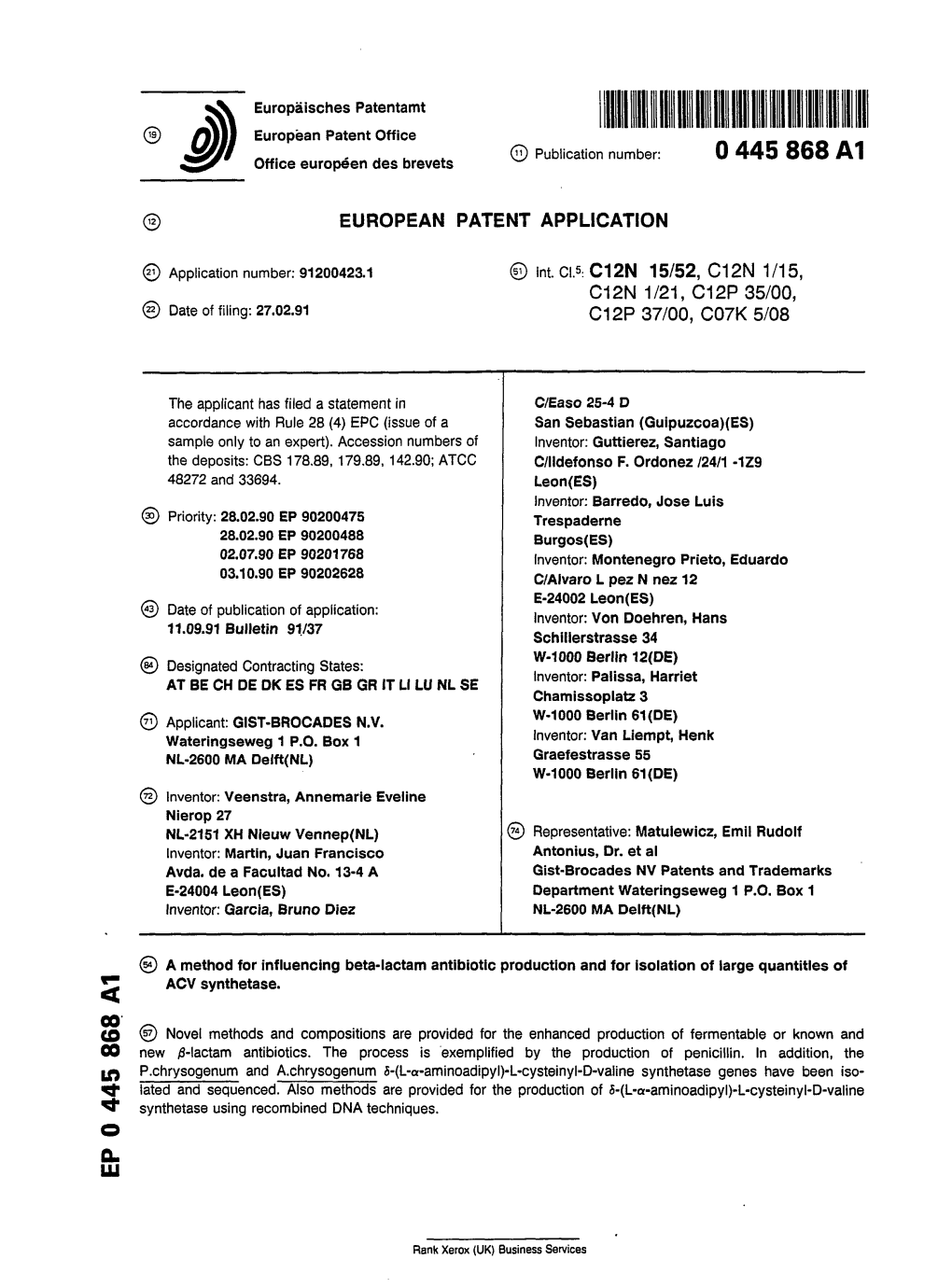 A Method for Influencing Beta-Lactam Antibiotic Production and for Isolation of Large Quantities of ACV Synthetase