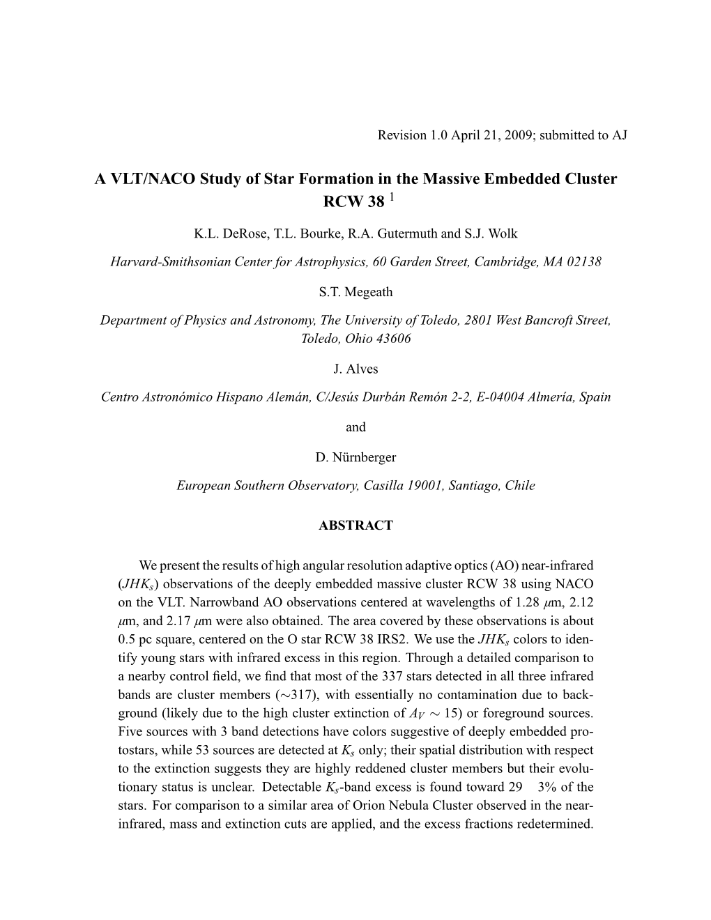 A VLT/NACO Study of Star Formation in the Massive Embedded Cluster RCW 38 1