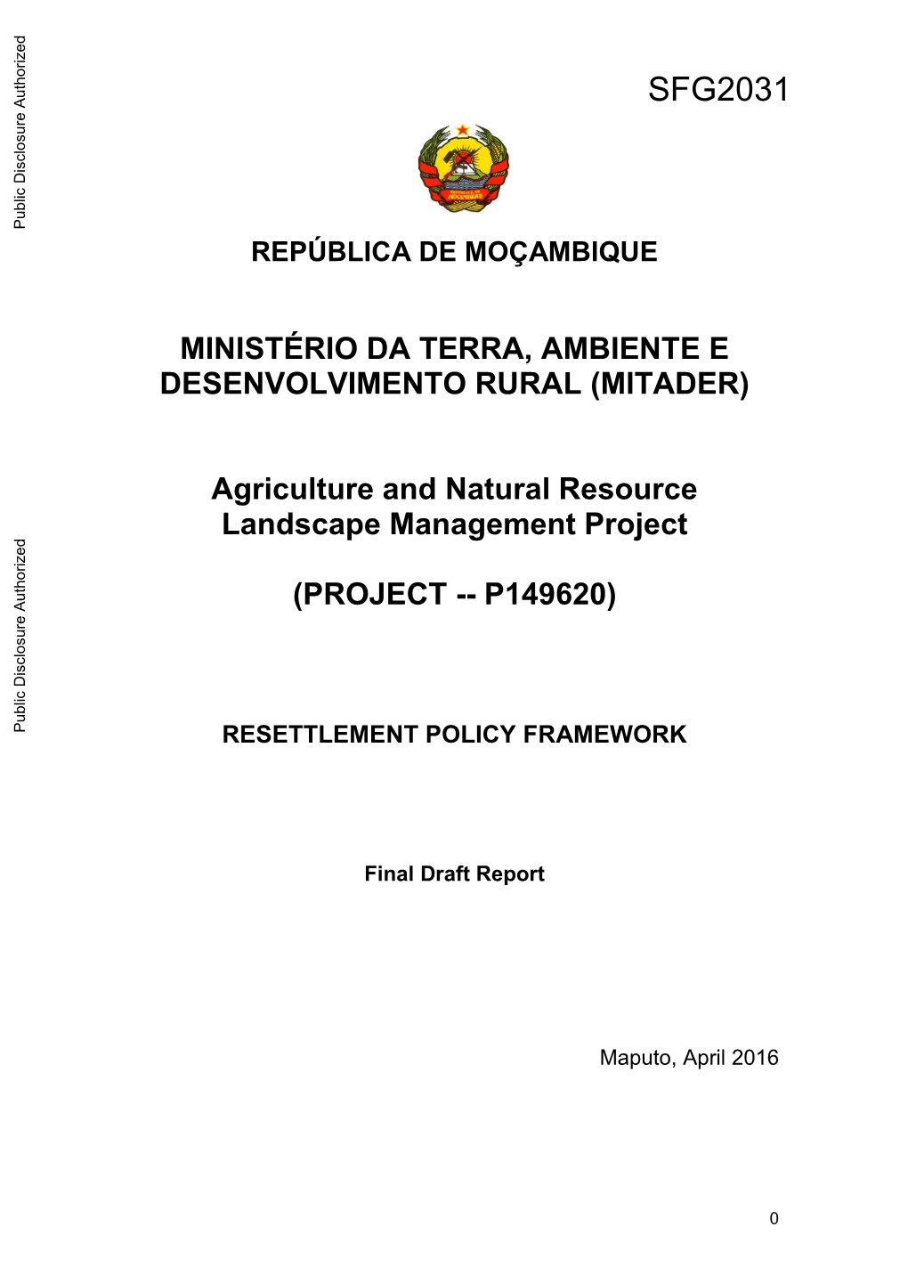 Resettlement Policy Framework