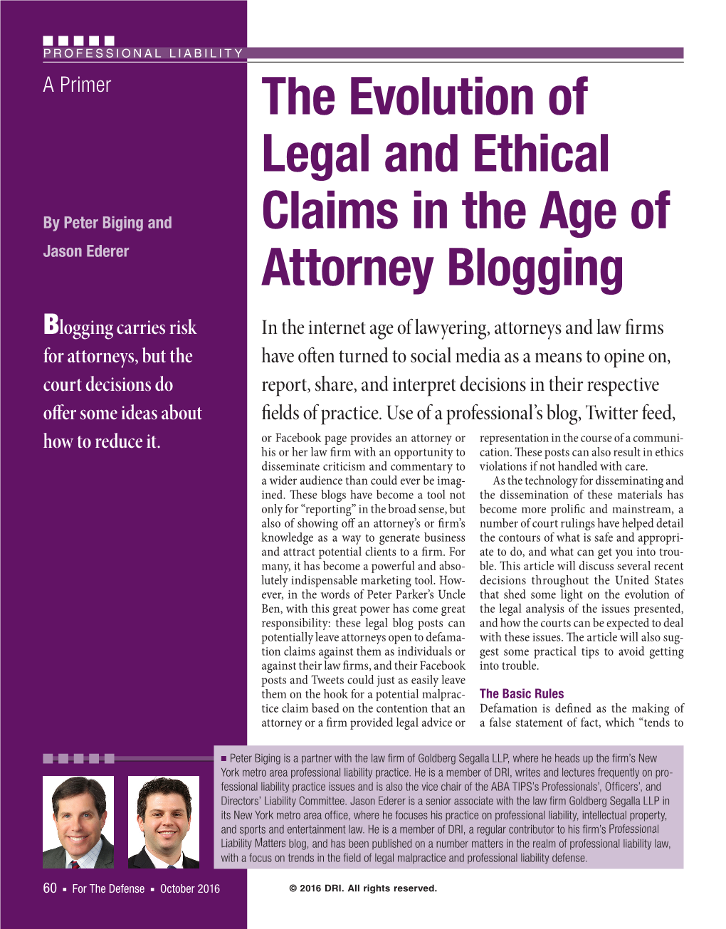 The Evolution of Legal and Ethical Claims in the Age of Attorney Blogging