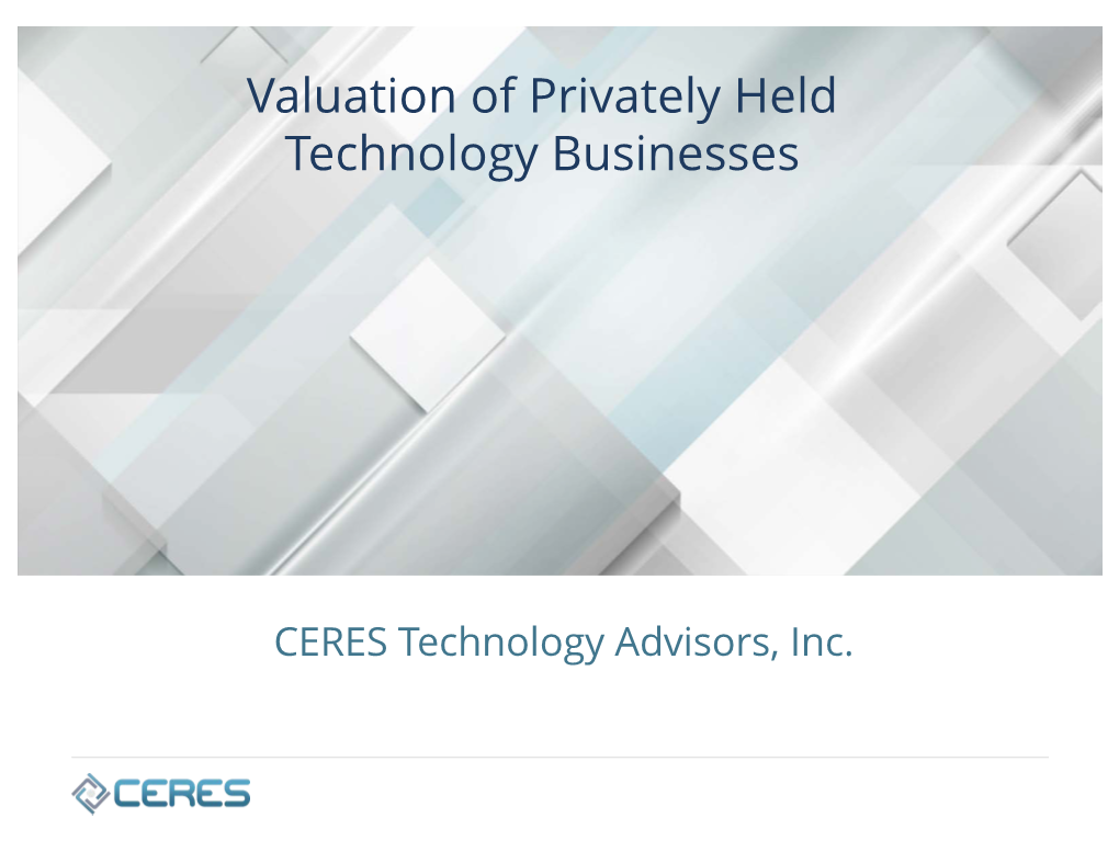 Valuation of Privately Held Technology Businesses