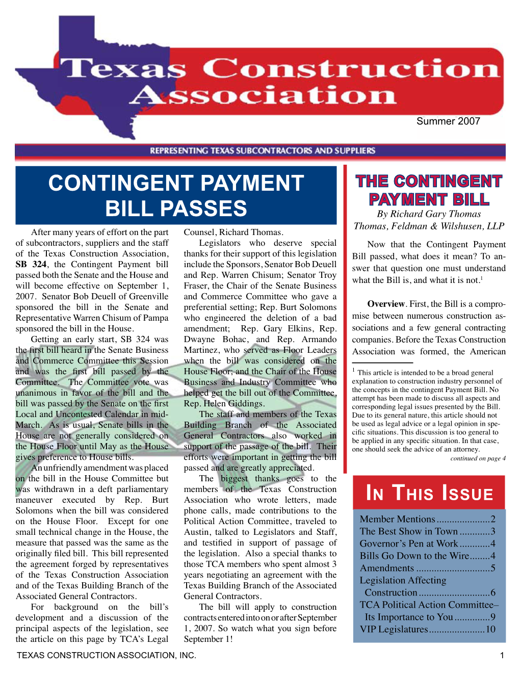 Contingent Payment Bill Passes