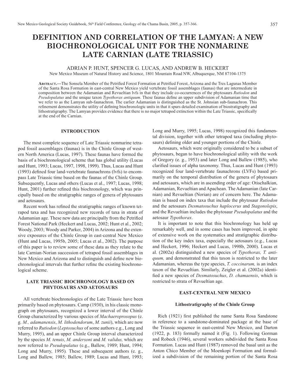 Definition and Correlation of the Lamyan: a New Biochronological Unit for the Nonmarine Late Carnian (Late Triassic)