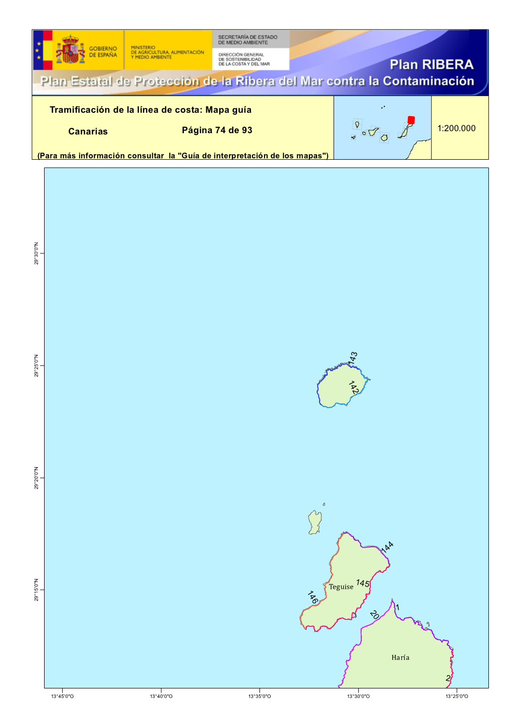 Canarias Página 74 De 93 1:200.000 Tramificación De La Línea De Costa: Mapa Guía