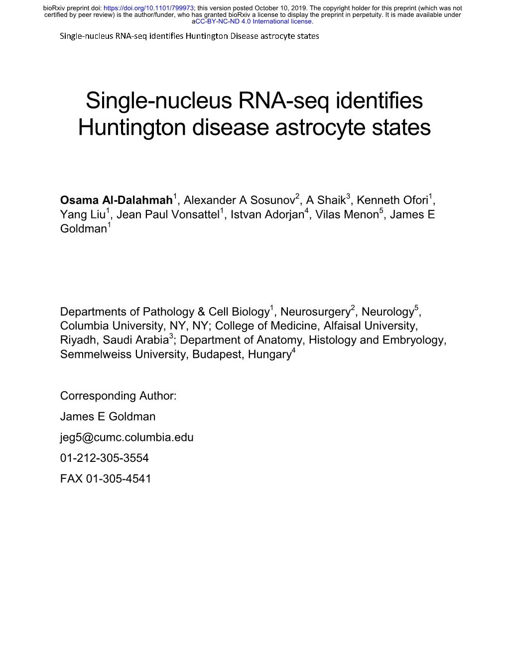 Single-Nucleus RNA-Seq Identifies Huntington Disease Astrocyte States