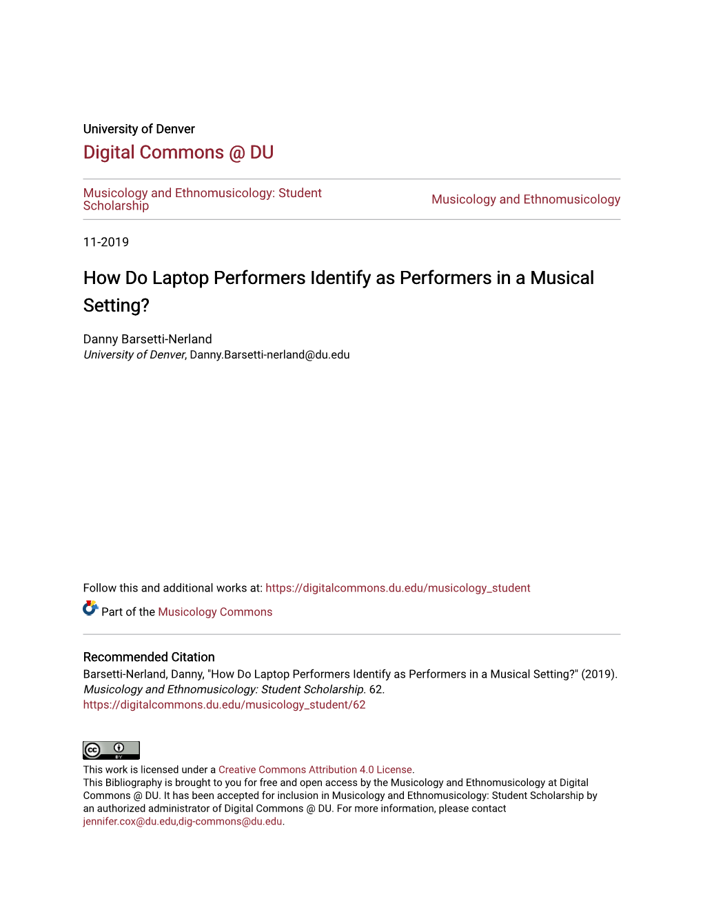 How Do Laptop Performers Identify As Performers in a Musical Setting?