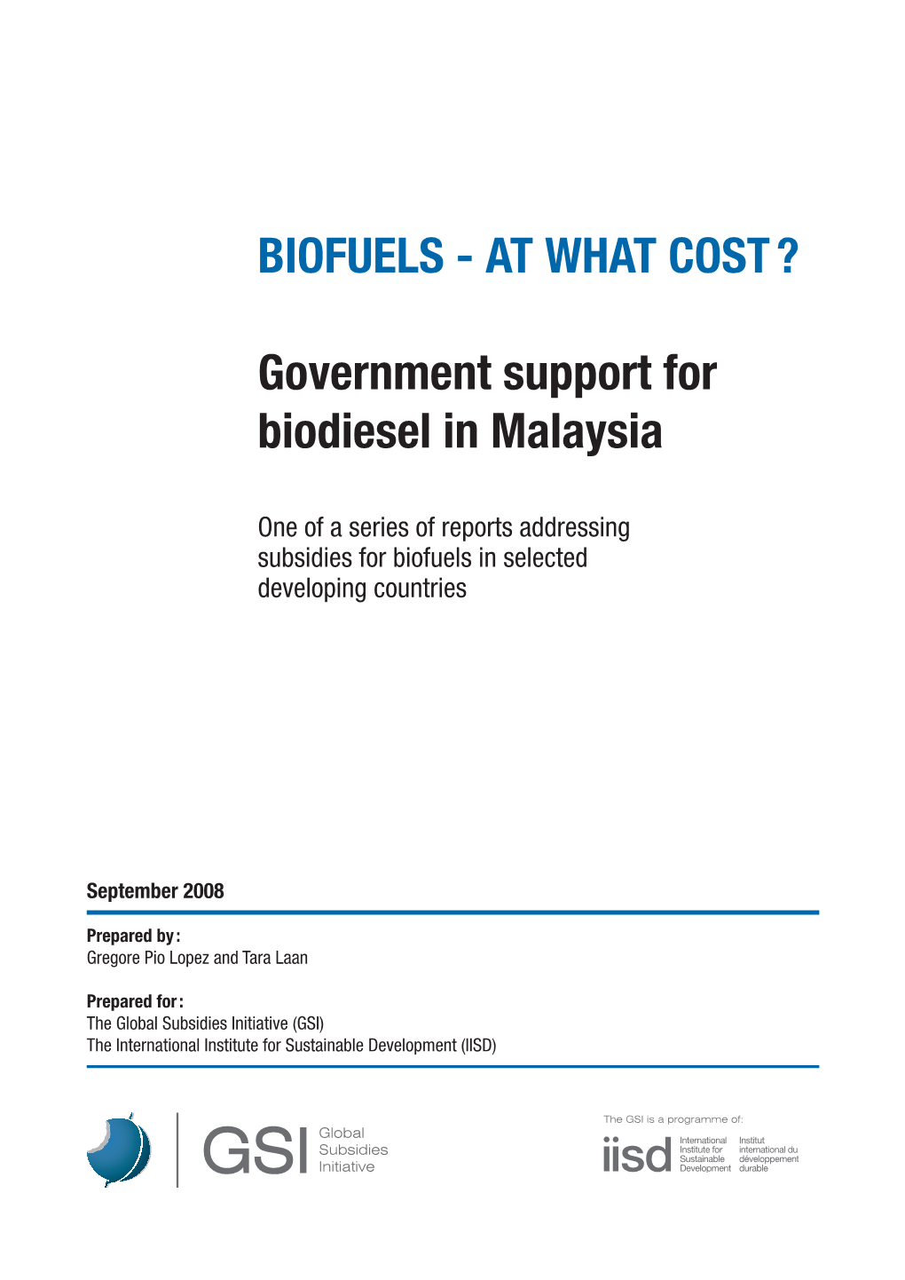 Government Support for Biodiesel in Malaysia