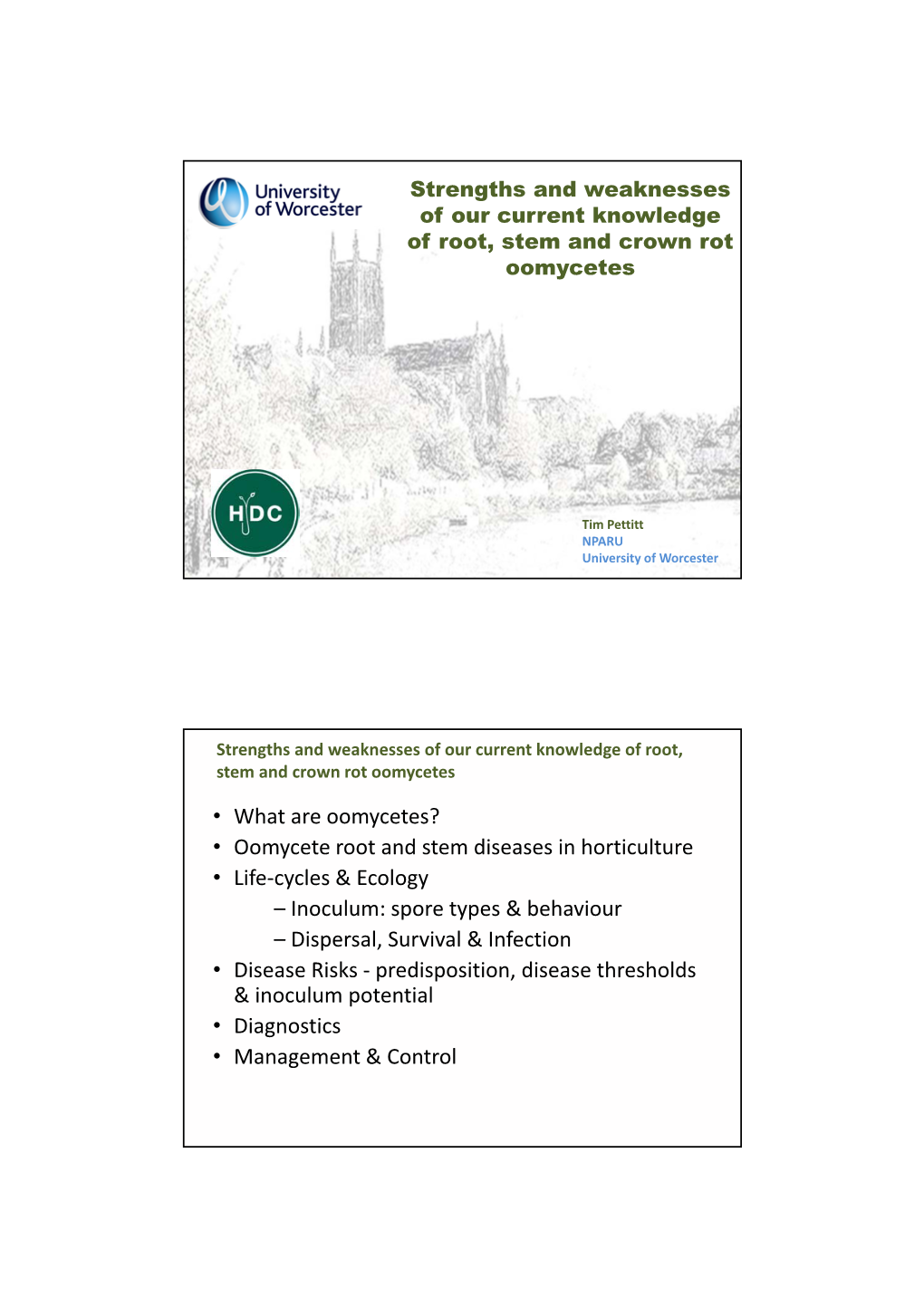 Oomycete Root and Stem Diseases in Horticulture • Life-Cycles & Ecology