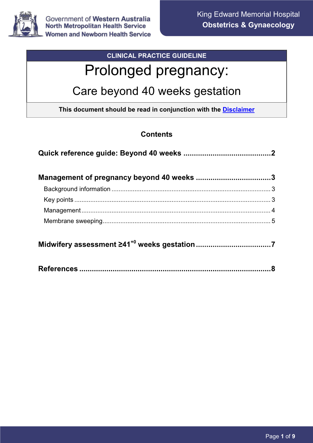 Prolonged Pregnancy: Care Beyond 40 Weeks Gestation