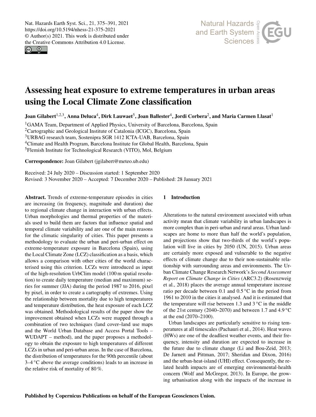 Assessing Heat Exposure to Extreme Temperatures in Urban Areas Using the Local Climate Zone Classiﬁcation