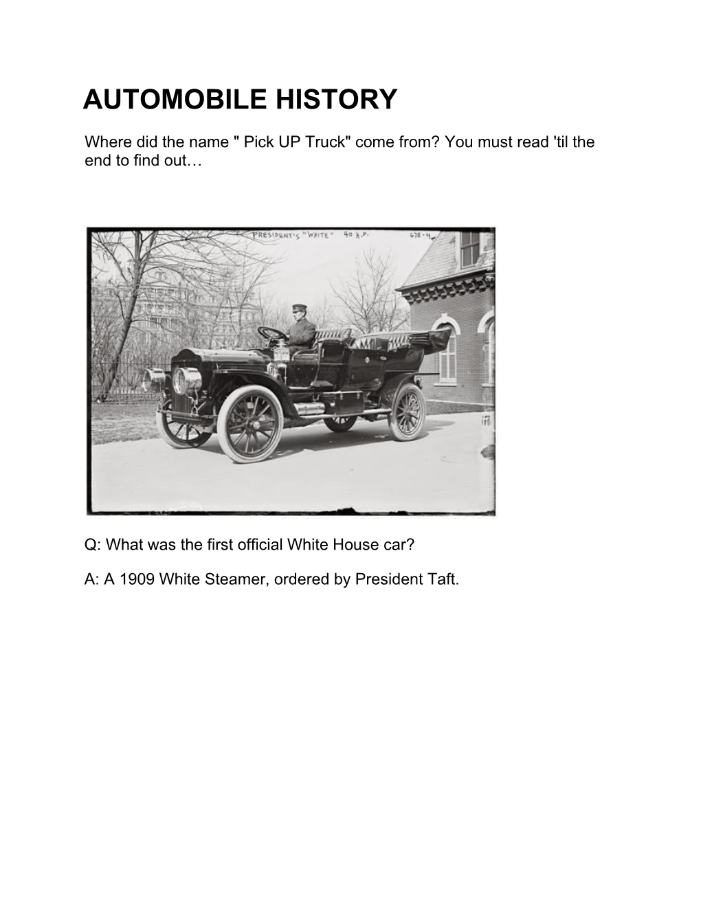 Automobile History