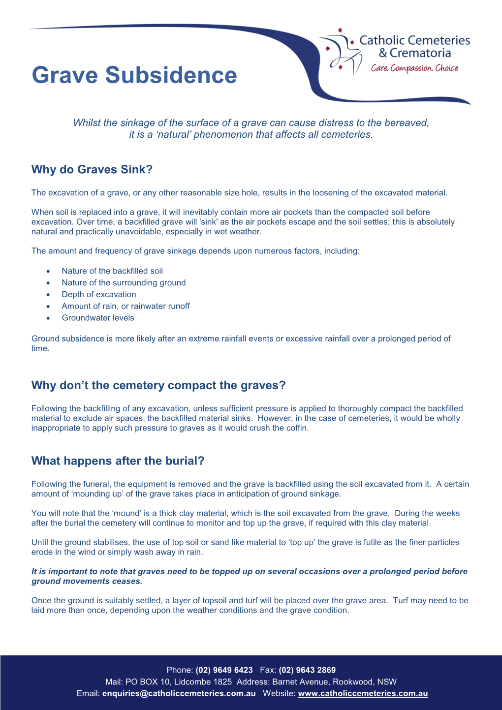 Grave Subsidence Fact Sheet