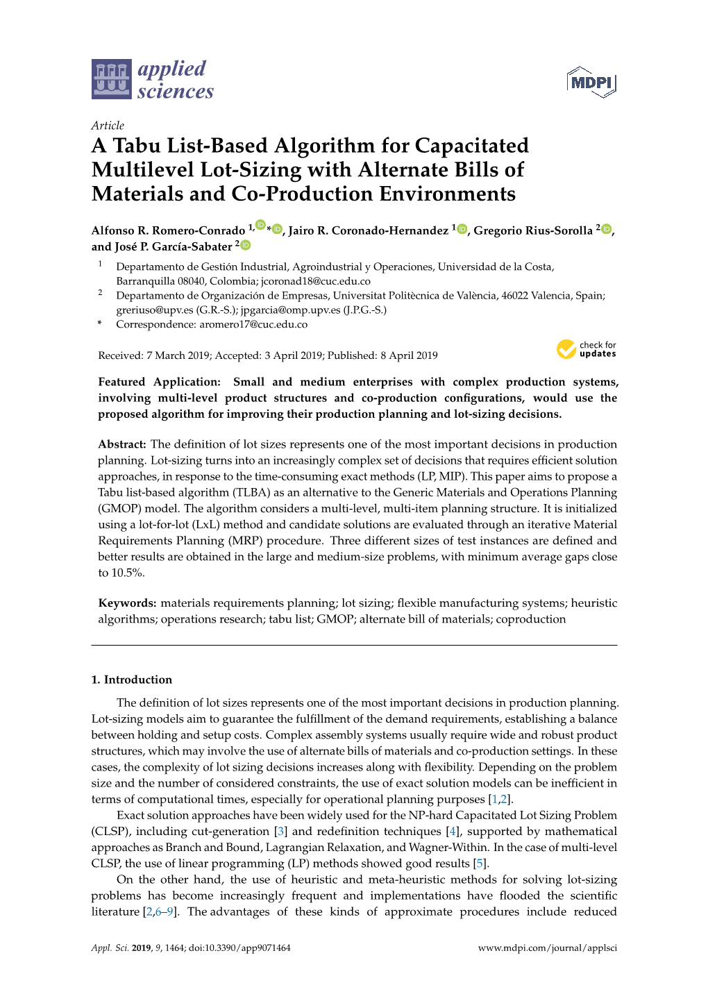 A Tabu List-Based Algorithm for Capacitated Multilevel Lot-Sizing with Alternate Bills of Materials and Co-Production Environments