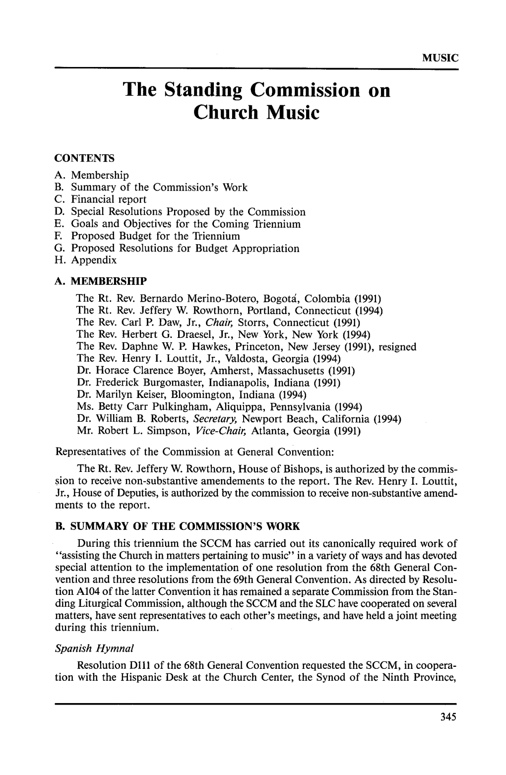 The Standing Commission on Church Music