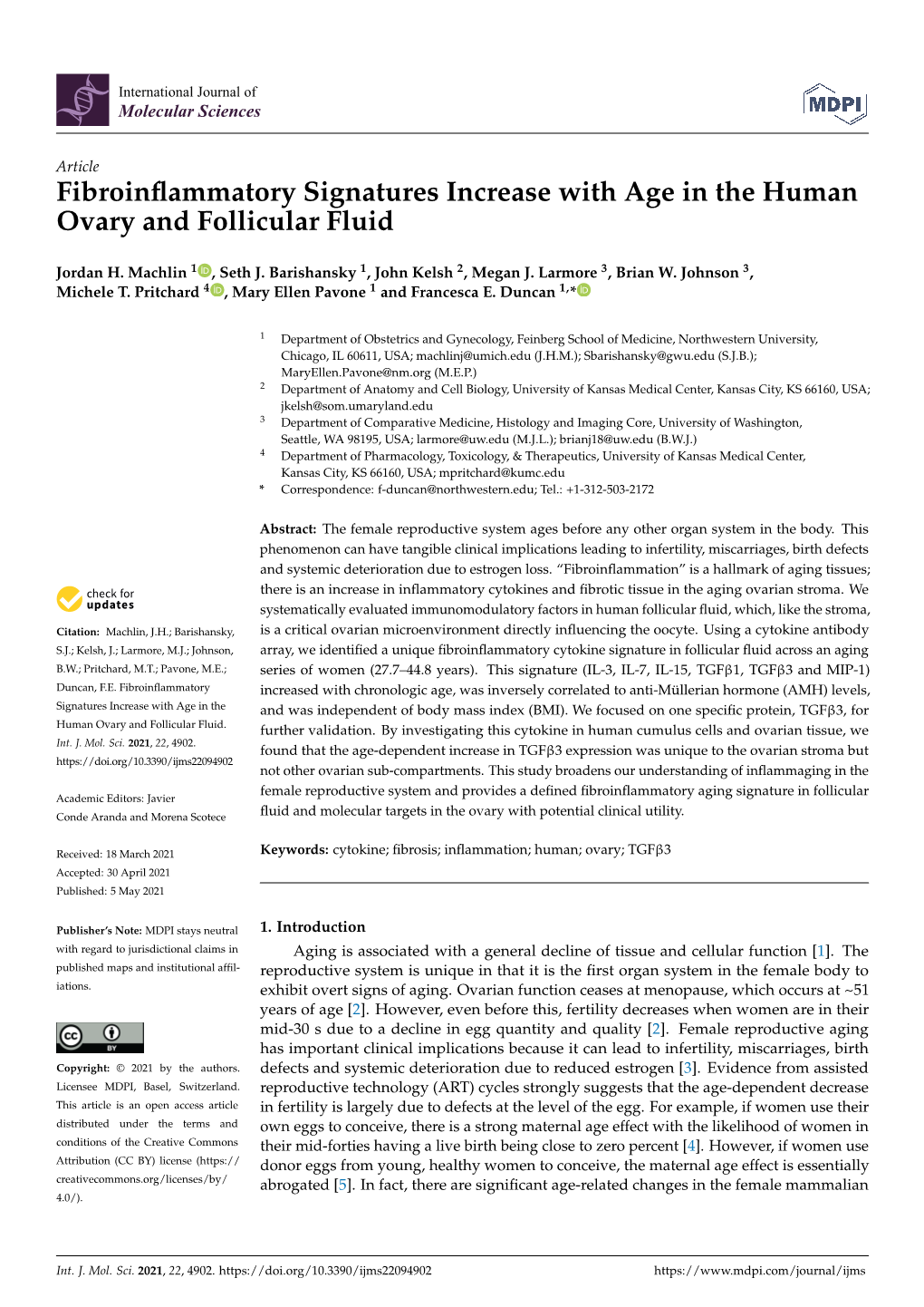 Fibroinflammatory Signatures Increase with Age in the Human