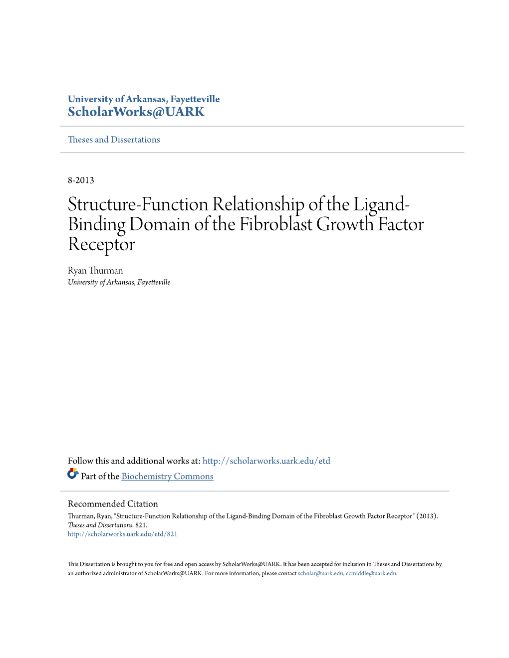 Structure-Function Relationship of the Ligand-Binding Domain of the Fibroblast Growth Factor Receptor