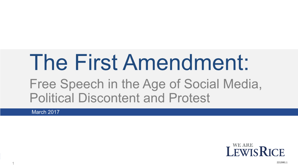 First Amendment – Free Speech in the Age of Social Media, Political