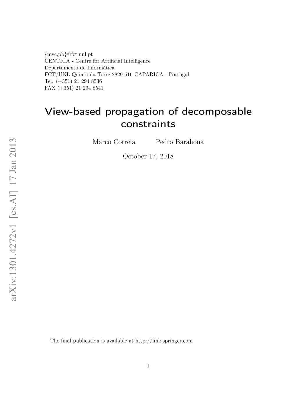 View-Based Propagation of Decomposable Constraints Arxiv