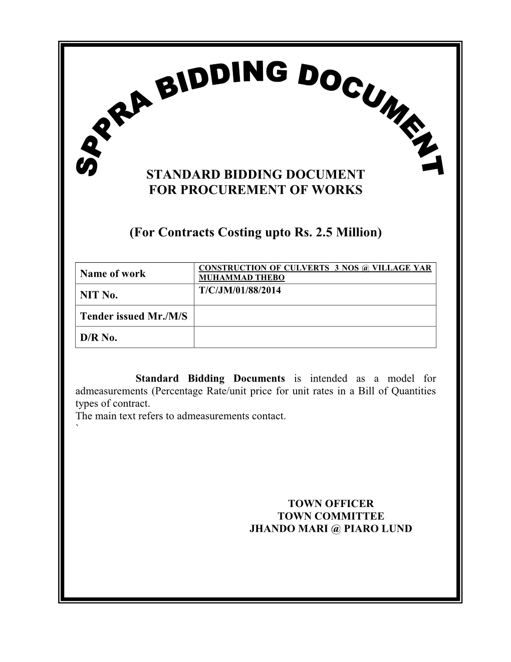 Standard Bidding Document for Procurement of Works