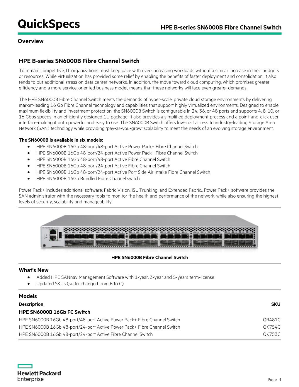 HPE B-Series SN6000B Fibre Channel Switch Overview