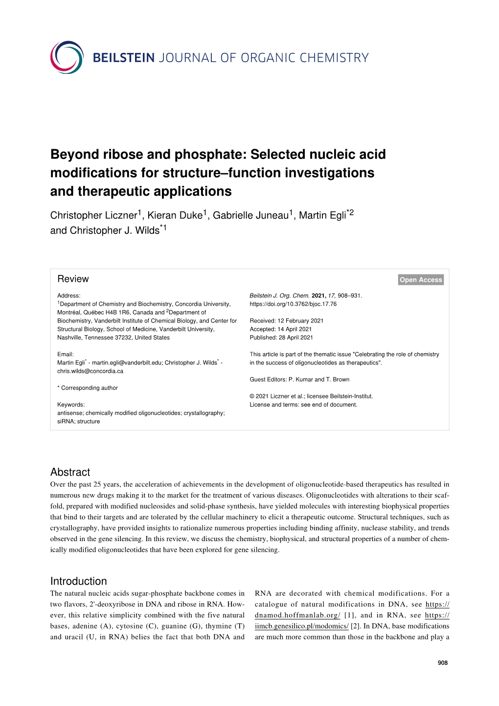 Selected Nucleic Acid Modifications for Structure–Function Investigations and Therapeutic Applications