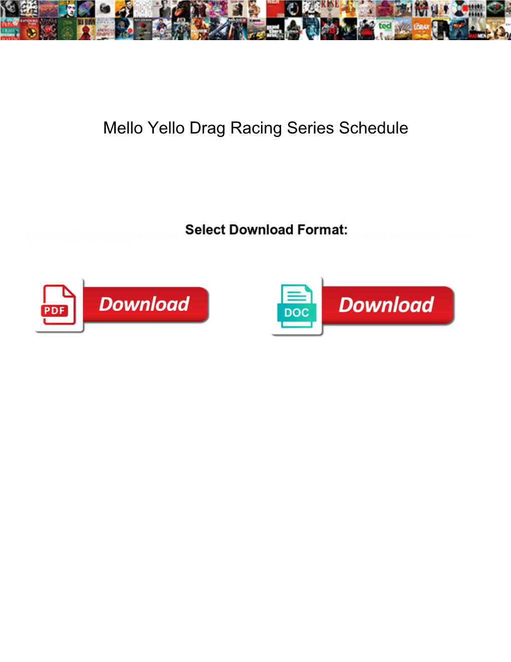 Mello Yello Drag Racing Series Schedule