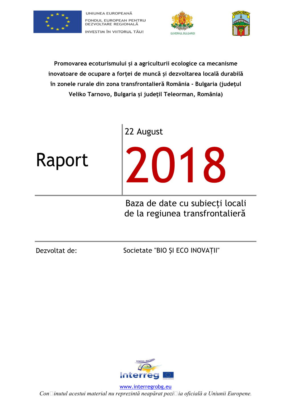 Raport 2018 Baza De Date Cu Subiecţi Locali De La Regiunea Transfrontalieră