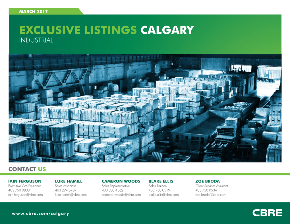 Exclusive Listings Calgary Industrial