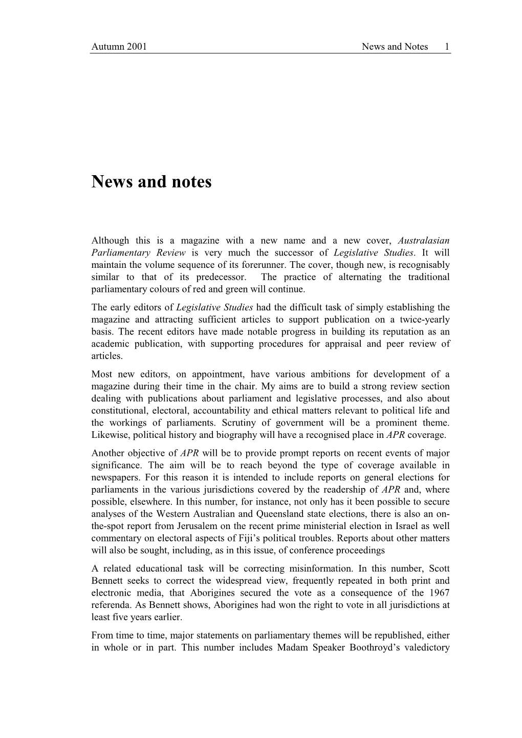 News and Notes 1