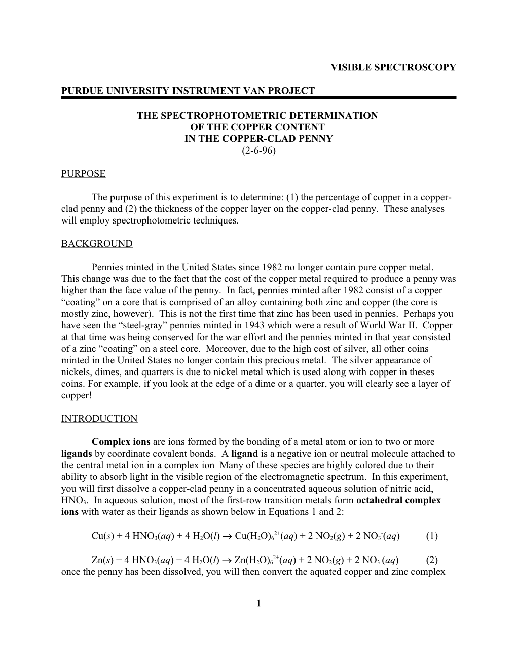 The Spectrophotometric Determination