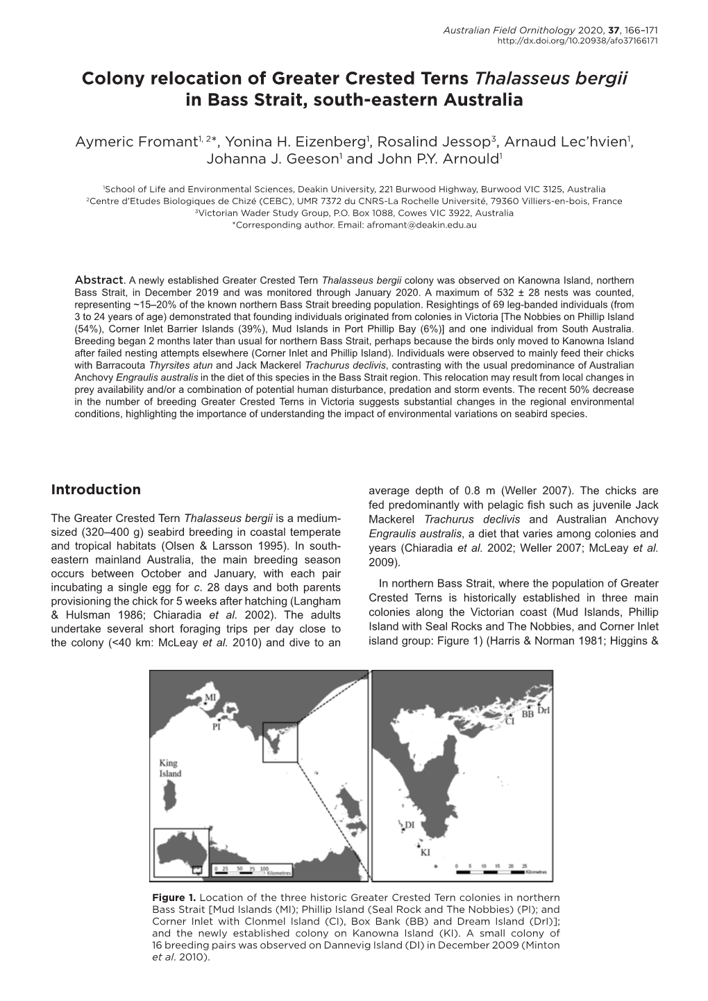 Colony Relocation of Greater Crested Terns Thalasseus Bergii in Bass Strait, South-Eastern Australia