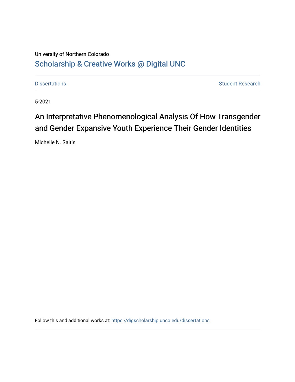 An Interpretative Phenomenological Analysis of How Transgender and Gender Expansive Youth Experience Their Gender Identities