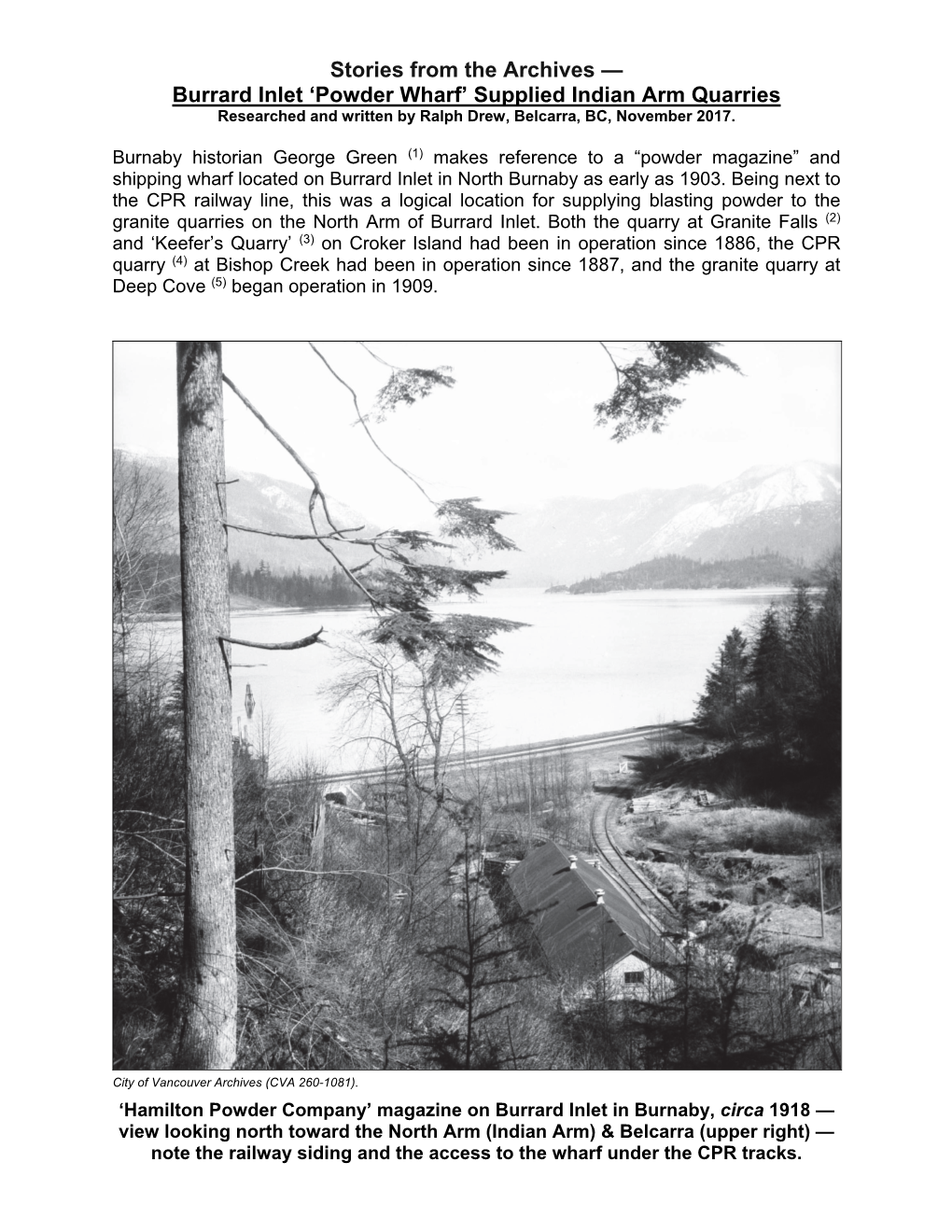 Burrard Inlet 'Powder Wharf' Supplied Indian Arm Quarries