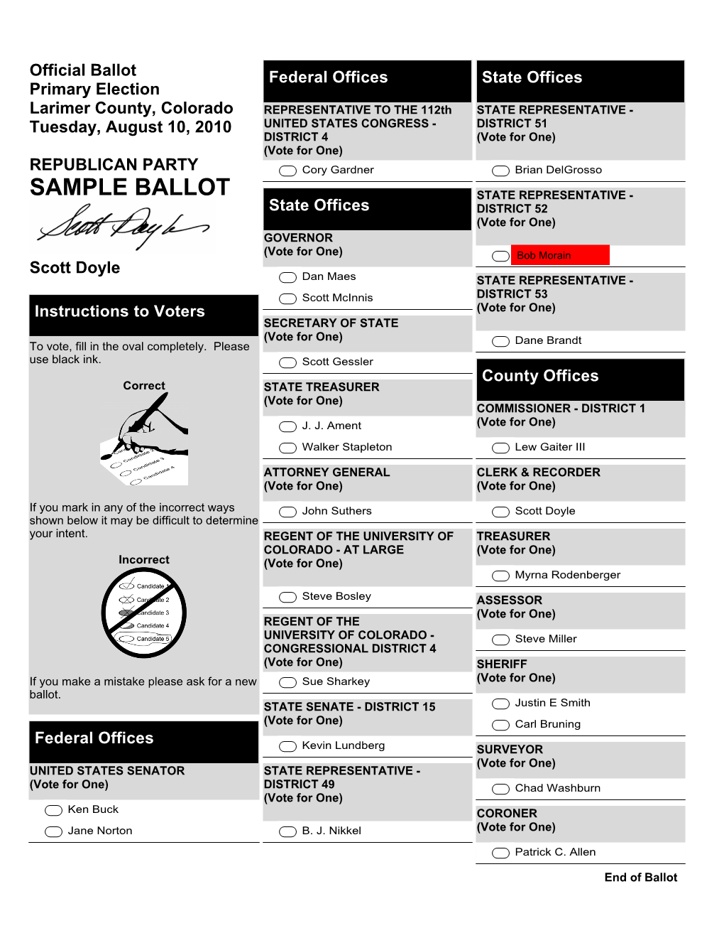 2010 Republican Primary Election